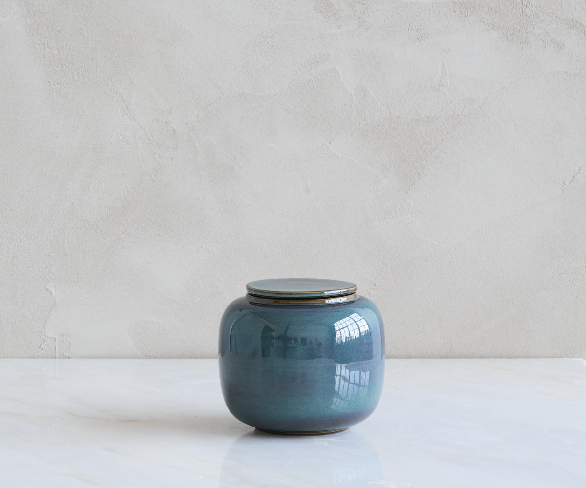 Seres kleine urne — groen & blauw keramiek 700 ml