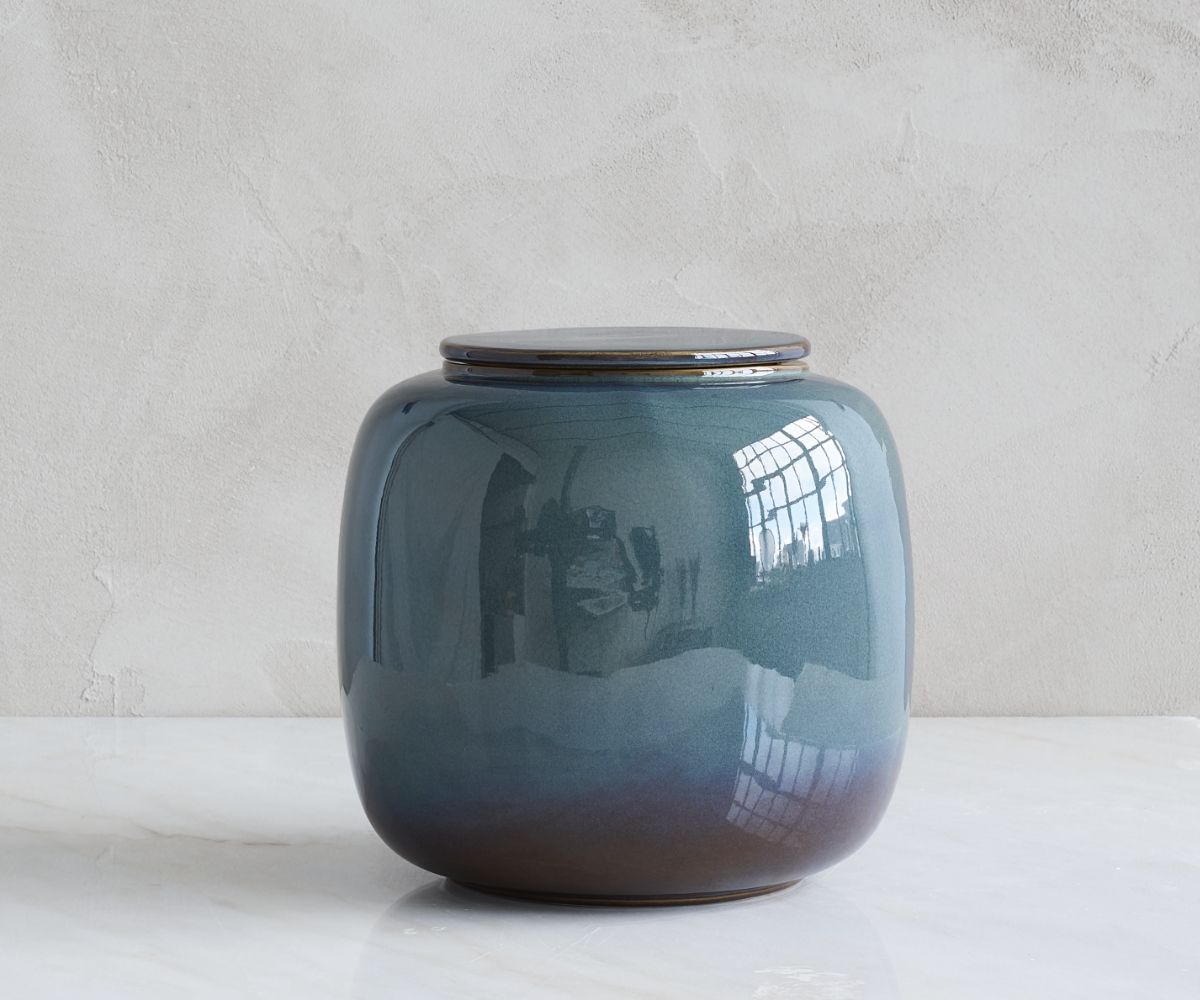 Seres urne — groen & blauw keramiek 3,7 liter