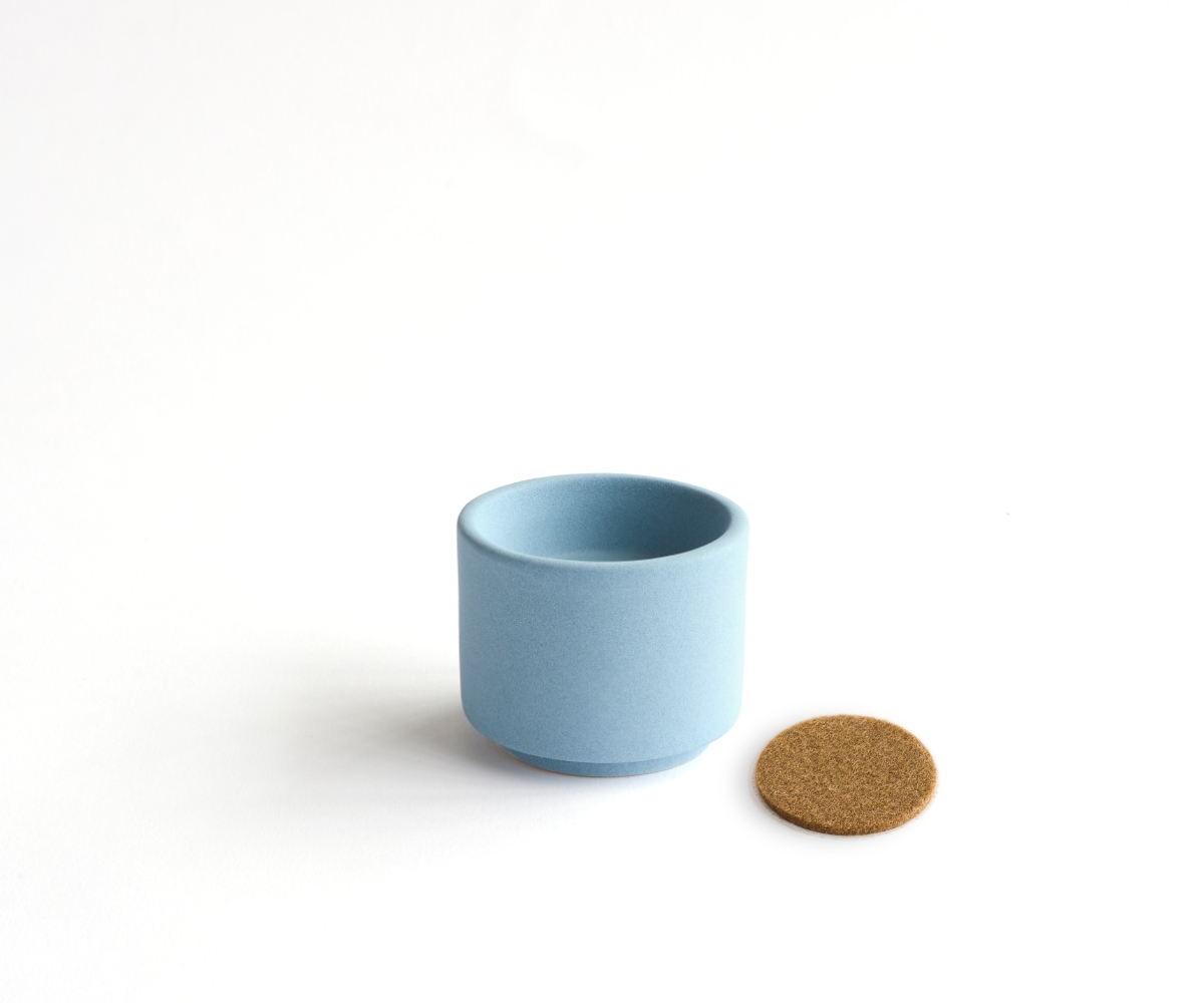 Helios mini urne met theelichthouder — grijsblauw engobe 50 ml