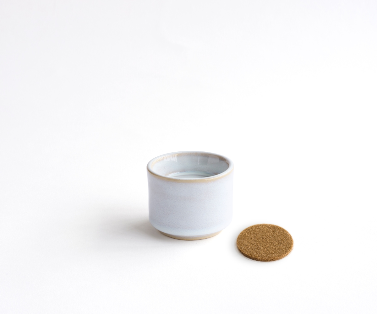 Helios mini urne met theelichthouder — wit gemarmerd keramiek 50 ml